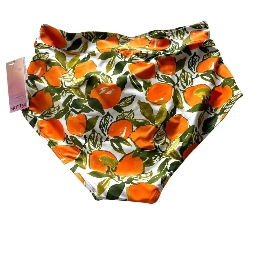MOTT50 Joana L'Orangerie Print High Rise Swim Bottom NWT UPF 50+ Size L